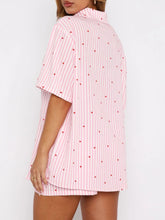 Load image into Gallery viewer, Valentine&#39;s Day Printed Collared Neck Short Sleeve Top and Shorts Set
