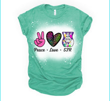 Load image into Gallery viewer, Peace love SFR- bleached and solid tee
