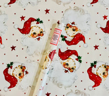Load image into Gallery viewer, RTS Vintage Santa Stars Wrapping Paper Roll
