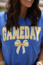 Load image into Gallery viewer, Game Day Gingham Bow Royal Tee
