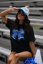 Load image into Gallery viewer, Blue Faux Glitter Football Tee
