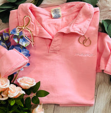 Load image into Gallery viewer, Neon Pink Dainty Mama Embroidered Split Neck Sweatshirt
