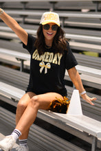 Load image into Gallery viewer, Gold Game Day Gingham Bow Tee
