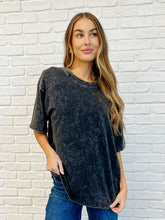 Load image into Gallery viewer, Casual Basic Drop Shoulder Oversized Tee in Ash Black
