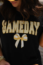 Load image into Gallery viewer, Gold Game Day Gingham Bow Tee

