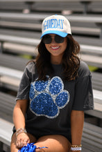 Load image into Gallery viewer, Blue &amp; Silver Faux Glitter Paw Print Tee
