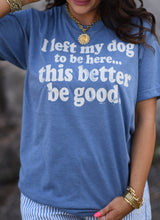 Load image into Gallery viewer, I Left My Dog To Be Here... This Better Be Good Tee
