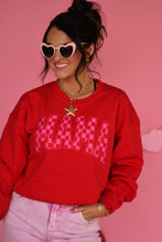 Load image into Gallery viewer, Mama Red and Pink Checkered Sweatshirt
