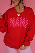 Load image into Gallery viewer, Mama Red and Pink Checkered Sweatshirt
