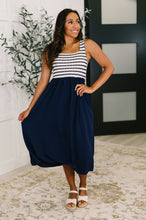 Load image into Gallery viewer, Dockside Darling Midi Dress in Navy
