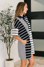 Load image into Gallery viewer, Everlasting Love Striped Collared Dress in Black and Navy
