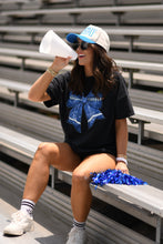 Load image into Gallery viewer, Blue Faux Glitter Football Tee
