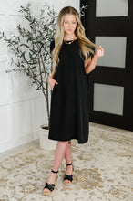 Load image into Gallery viewer, Flatter Me Later Relaxed Dress in Black

