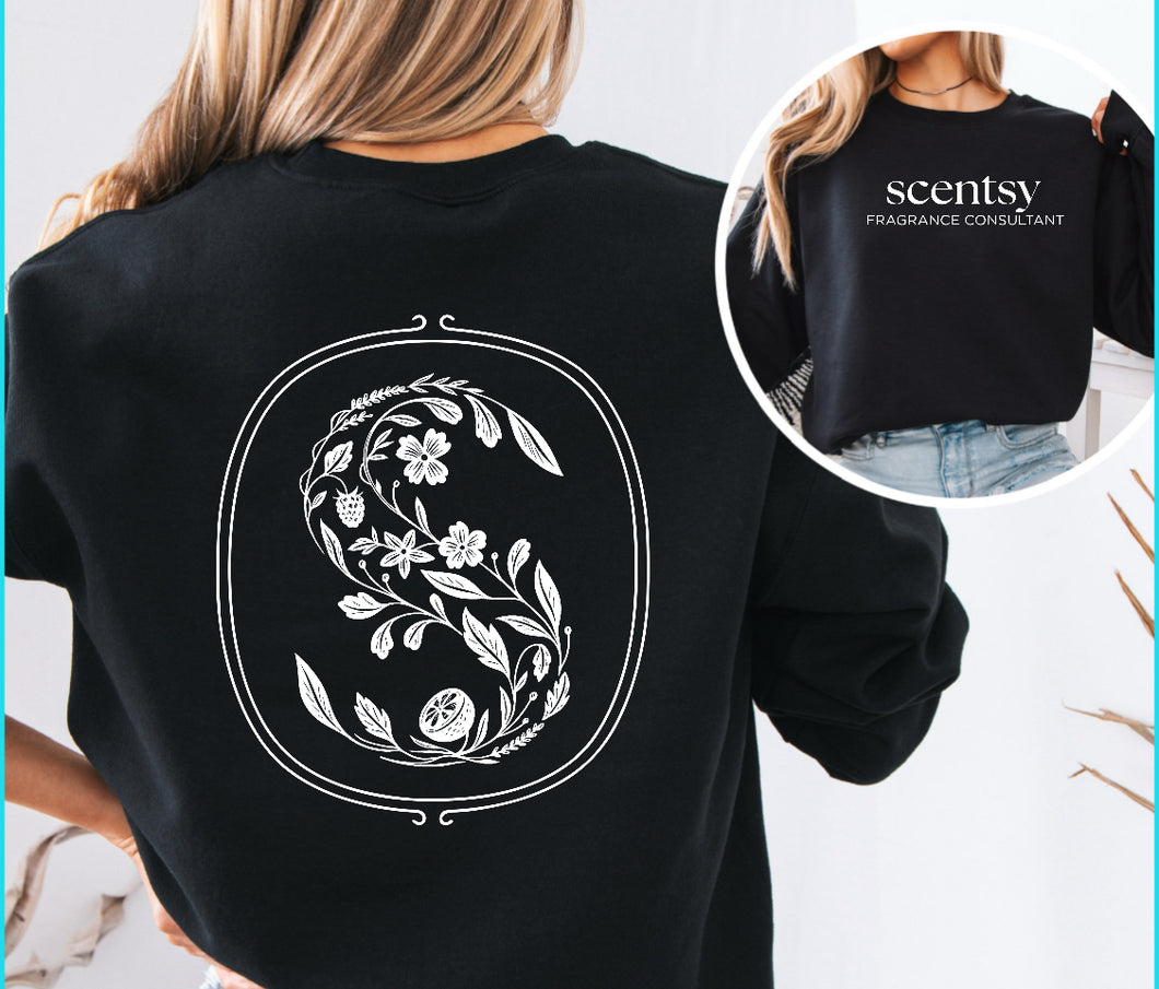Sweatshirt scentsy floral S FRAME on back - logo full front