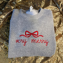 Load image into Gallery viewer, Very merry embroidered knit sweatshirt
