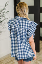 Load image into Gallery viewer, Garden at Goldenhour Flutter Sleeve Blouse in  Blue
