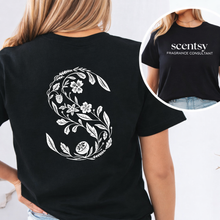 Load image into Gallery viewer, TEE scentsy floral S with logo on back

