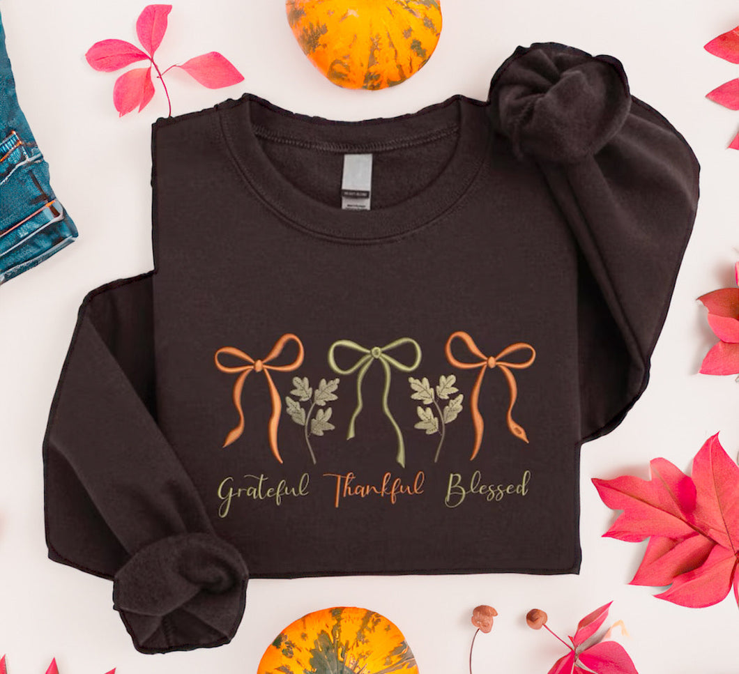 Grateful thankful blessed embroidered sweatshirt