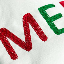 Load image into Gallery viewer, Merry bold chain stitch with front candy cane bow
