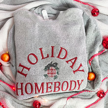 Load image into Gallery viewer, Holiday homebody embroidered knit fleece
