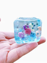Load image into Gallery viewer, Blue Under The Sea Cube Squishy - READY TO SHIP
