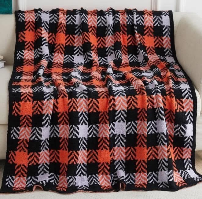 RTS Orange and Black Aztec Cloud Blanket
