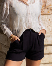 Load image into Gallery viewer, Trouser Shorts, Black Linen

