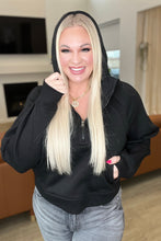 Load image into Gallery viewer, Half Zip Cropped Hoodie in Black
