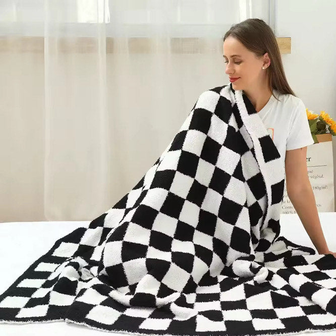 RTS Black And White Checkered Cloud Blanket