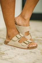 Load image into Gallery viewer, Jete Nubuck Double Buckle Slides in Light Taupe
