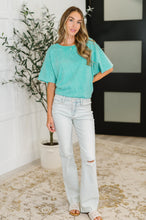 Load image into Gallery viewer, Just My Type Mineral Wash Relaxed Top in Turquoise
