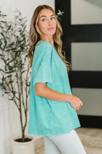 Load image into Gallery viewer, Just My Type Mineral Wash Relaxed Top in Turquoise
