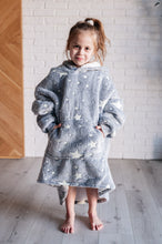 Load image into Gallery viewer, Kids Oversized Hoodie Blanket in Grey Stars
