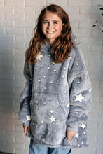 Load image into Gallery viewer, Kids Oversized Hoodie Blanket in Grey Stars
