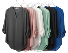 Load image into Gallery viewer, Scentsy Embroidered 3/4-Sleeve Tunic Blouse
