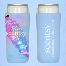 Load image into Gallery viewer, Live Your Scentsy Life In Full Color 12oz Slim Can Cooler Sleeve
