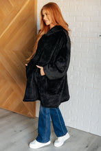 Load image into Gallery viewer, Oversized Velour Blanket Hoodie in Black
