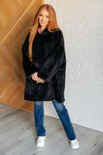 Load image into Gallery viewer, Oversized Velour Blanket Hoodie in Black
