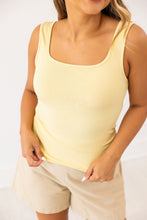 Load image into Gallery viewer, Bella Square Neck Rib Knit Tank Top, Yellow

