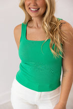 Load image into Gallery viewer, Bella Square Neck Rib Knit Tank Top, Green
