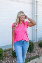 Load image into Gallery viewer, The Nicole V-Neck Top, Neon Pink
