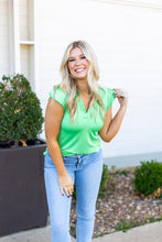 Load image into Gallery viewer, The Nicole V-Neck Top, Lime Green
