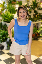 Load image into Gallery viewer, Bella Square Neck Rib Knit Tank Top, Blue
