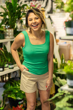 Load image into Gallery viewer, Bella Square Neck Rib Knit Tank Top, Green
