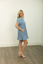 Load image into Gallery viewer, Chambray Dress with Wide Collar

