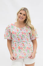Load image into Gallery viewer, Puff Sleeve Blouse, Watercolor Flowers
