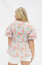 Load image into Gallery viewer, Puff Sleeve Blouse, Watercolor Flowers
