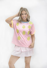 Load image into Gallery viewer, Sequin Easter Eggs on Pink Top
