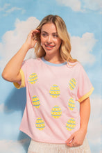 Load image into Gallery viewer, Sequin Easter Eggs on Pink Top
