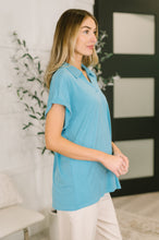 Load image into Gallery viewer, Sea You Soon Collared Top in Costal Blue
